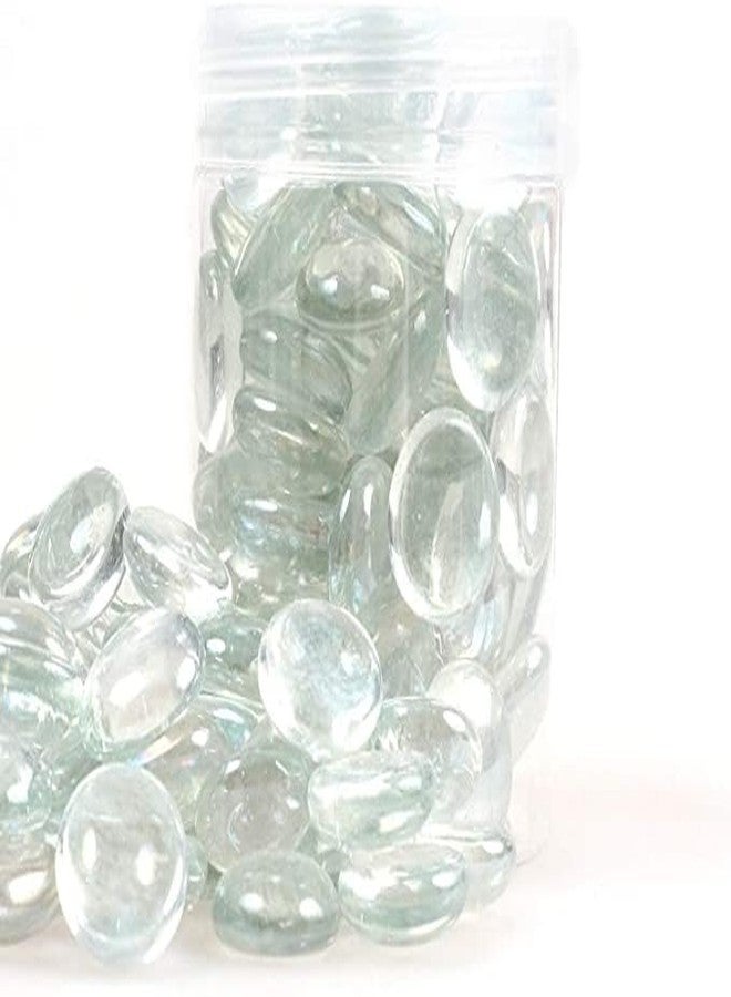 VANNEF® Decorative Glass Gems, Blue and Turquoise Mixed Colours, Round Flat Marbles, (400 gm Aqua & Clear) - Image 3
